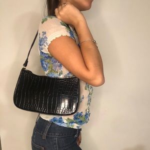 Croc Embossed Baguette Bag from Shein